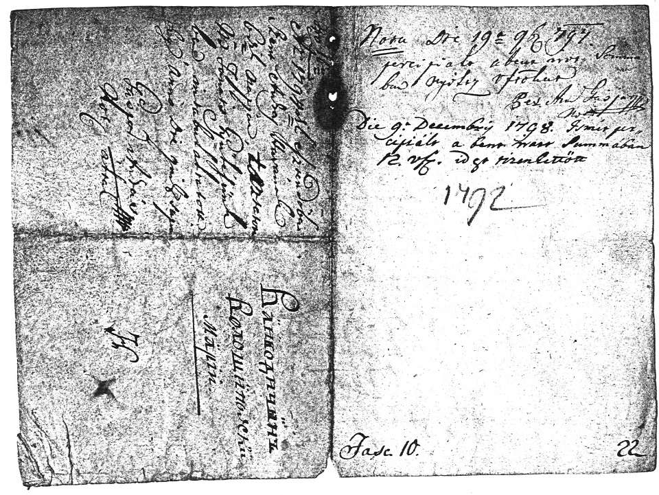 Volosinovszky M�ria szerz�d�sei (1792)