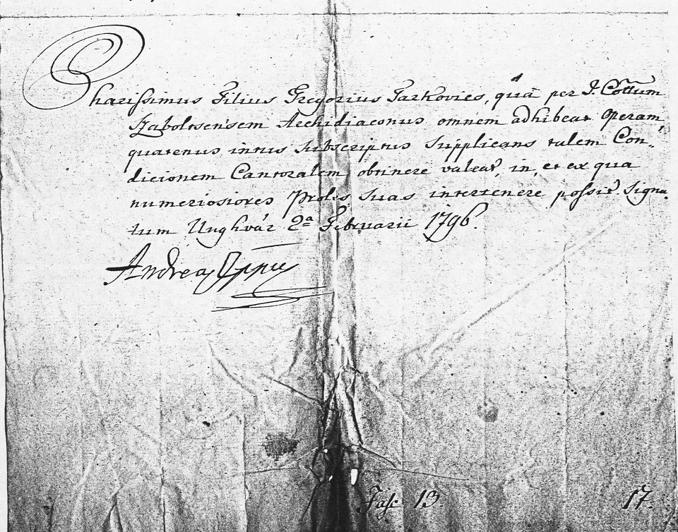 Volosinovszky Ferenc k�ntors�got k�r
